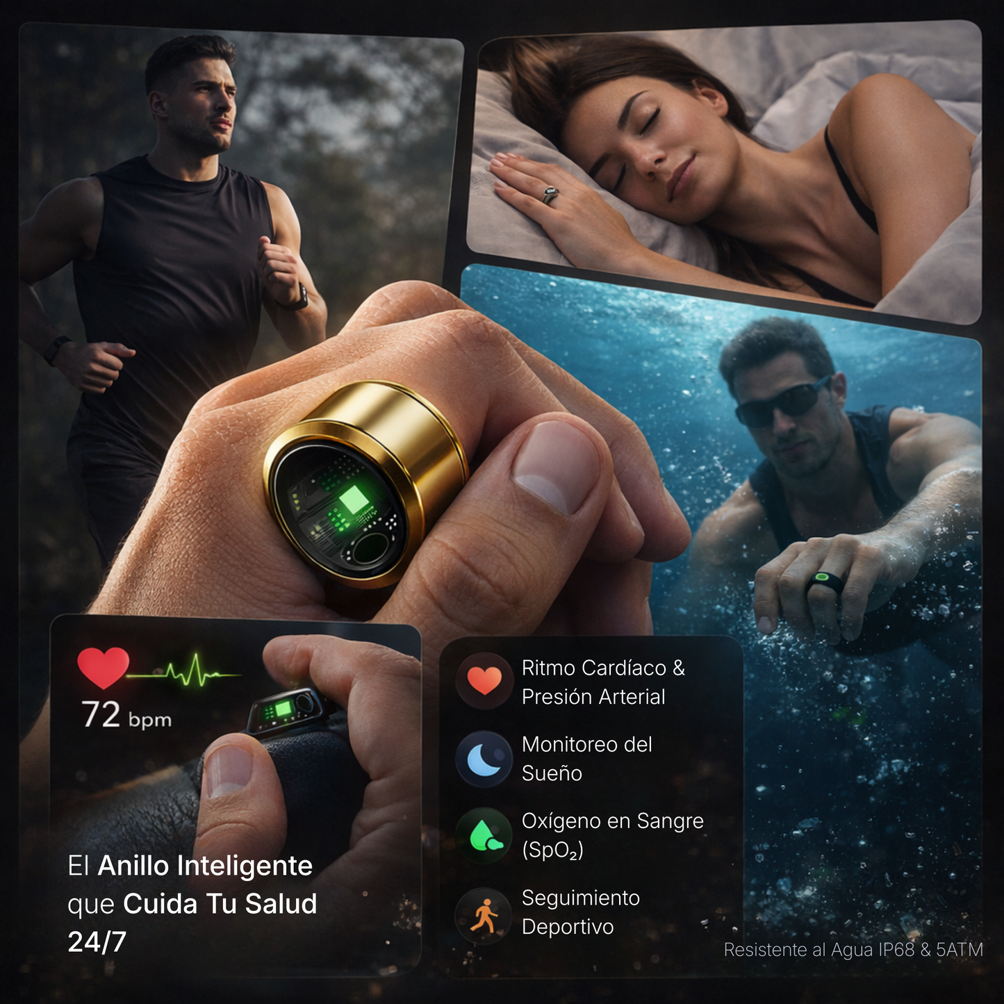 2025 Smart Ring Blood Pressure Heart Rate Sleep Monitoring Smartring IP68 & 5ATM Waterproof Multi-Sport Mode Smartring Man Women